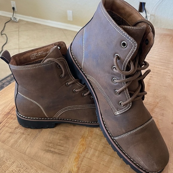 Ferro Aldo Mens Ankle High Cap Toe Fleece Lined Military Combat Boots, Brown Sz9 - Picture 4 of 7